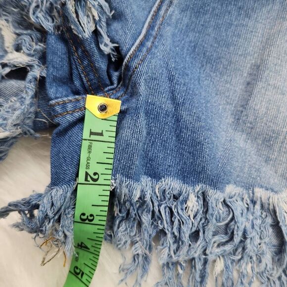 Hayden Women’s Blue High Waist Distressed Cotton Shorts Size Small - Picture 8 of 8
